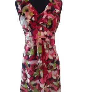 Ann Taylor Loft Ruffled V Front Dress, Multicolor,  size 2